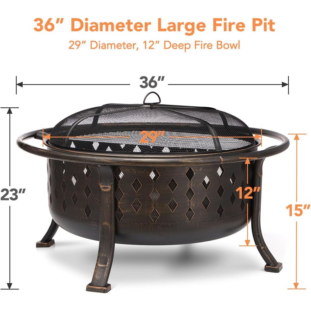 36 Inch Outdoor Wood Burning F - Fire Pit Bowl 评论和价格