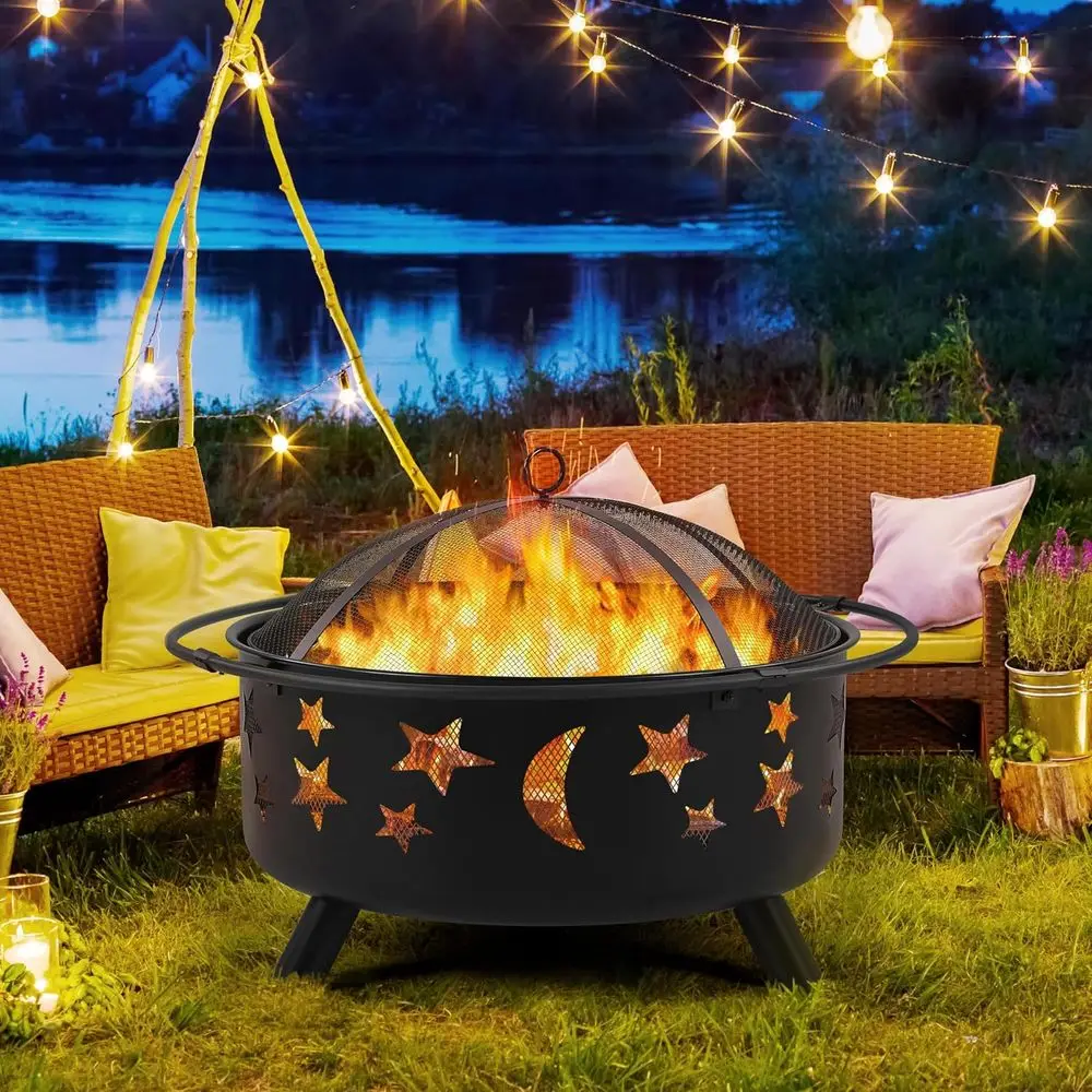 Large Outdoor Fire Pit with Wo - Fire Pit Bowl 评论和价格