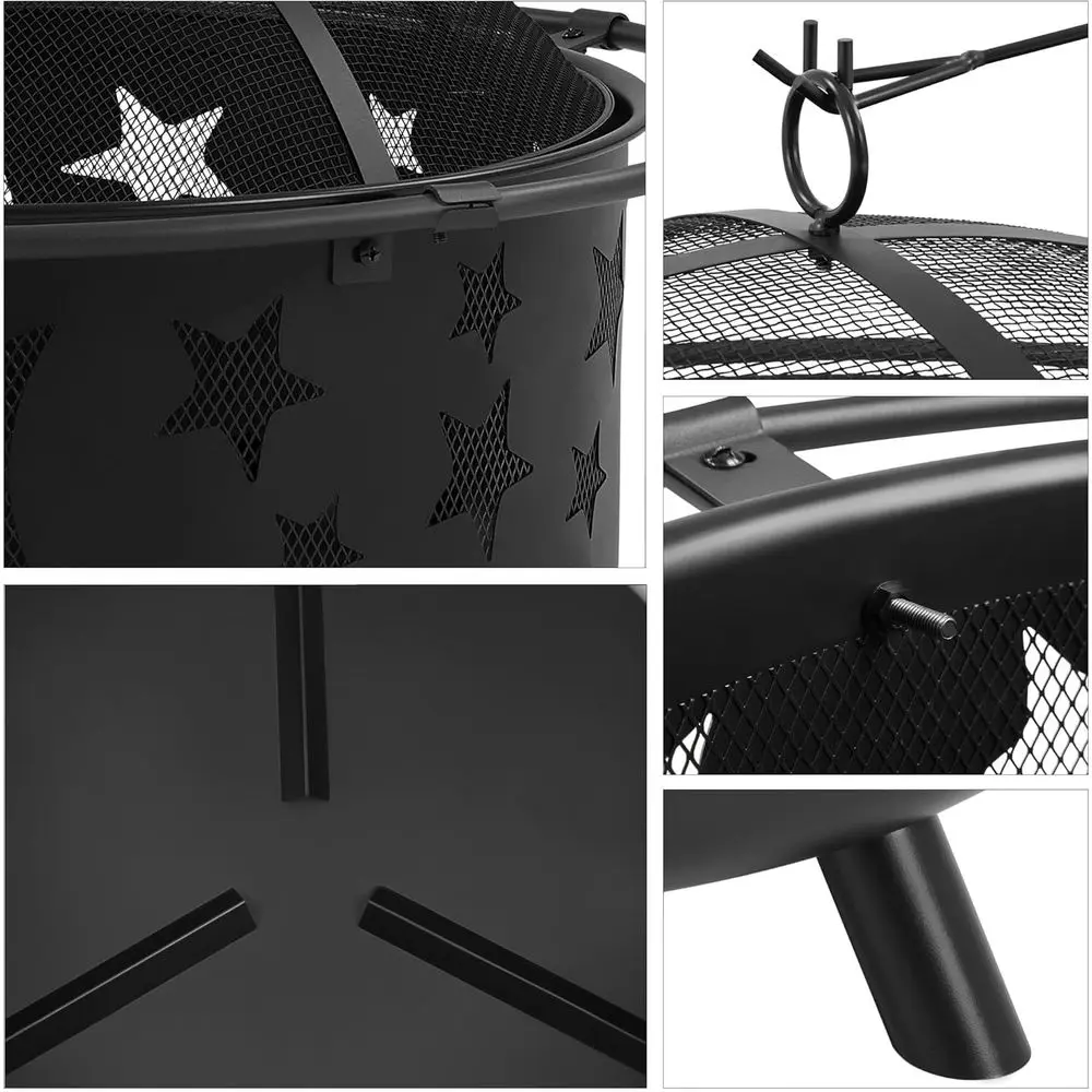 Large Outdoor Fire Pit with Wo - Fire Pit Bowl 评论和价格