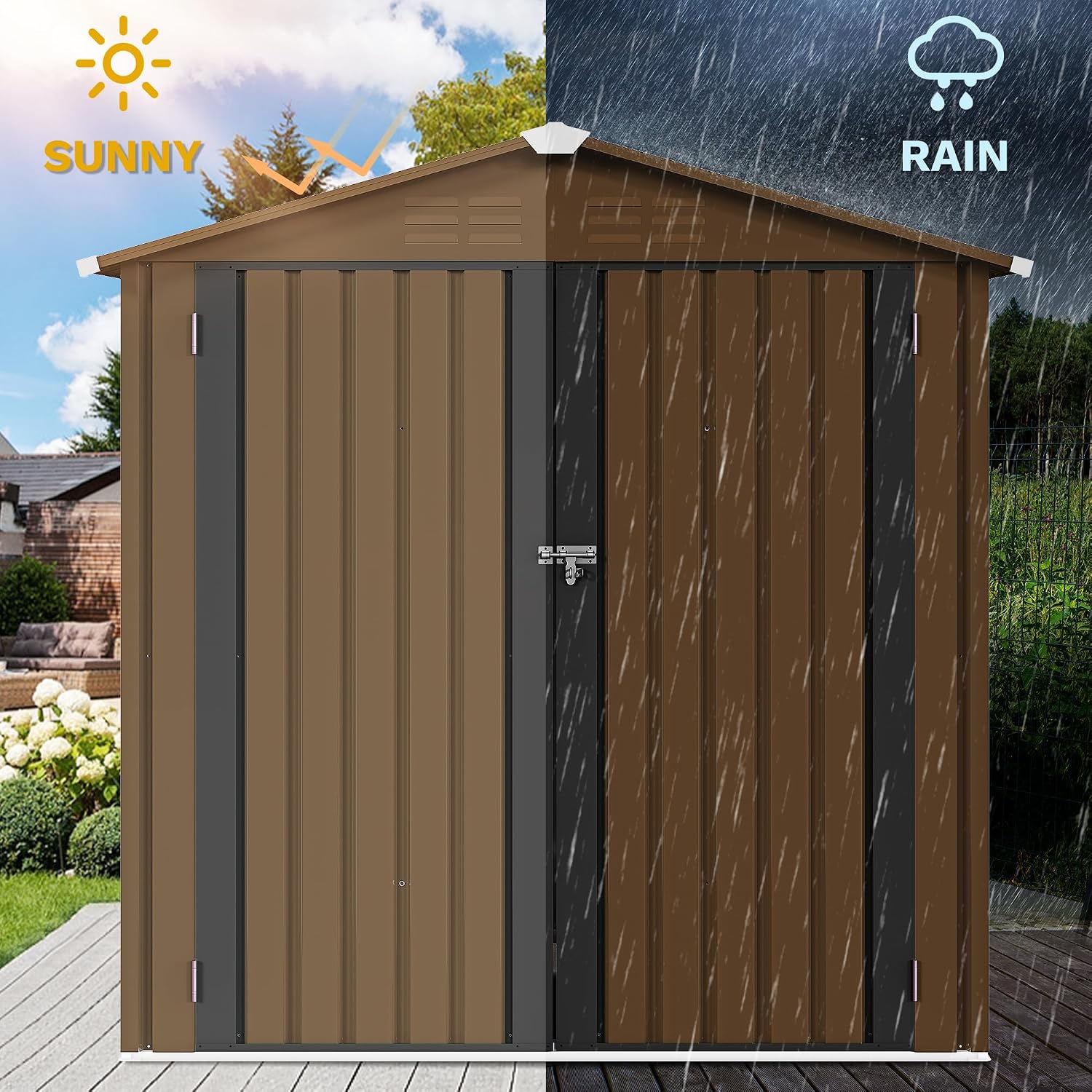 6x4ft Metal Outdoor Storage Sh - Outdoor Furniture Heavy Duty 评论和价格