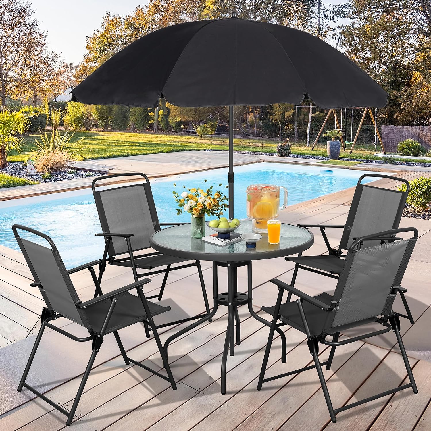 Metal Patio Dining Set Outdoor - Outdoor Furniture Sunbrella 评论和价格