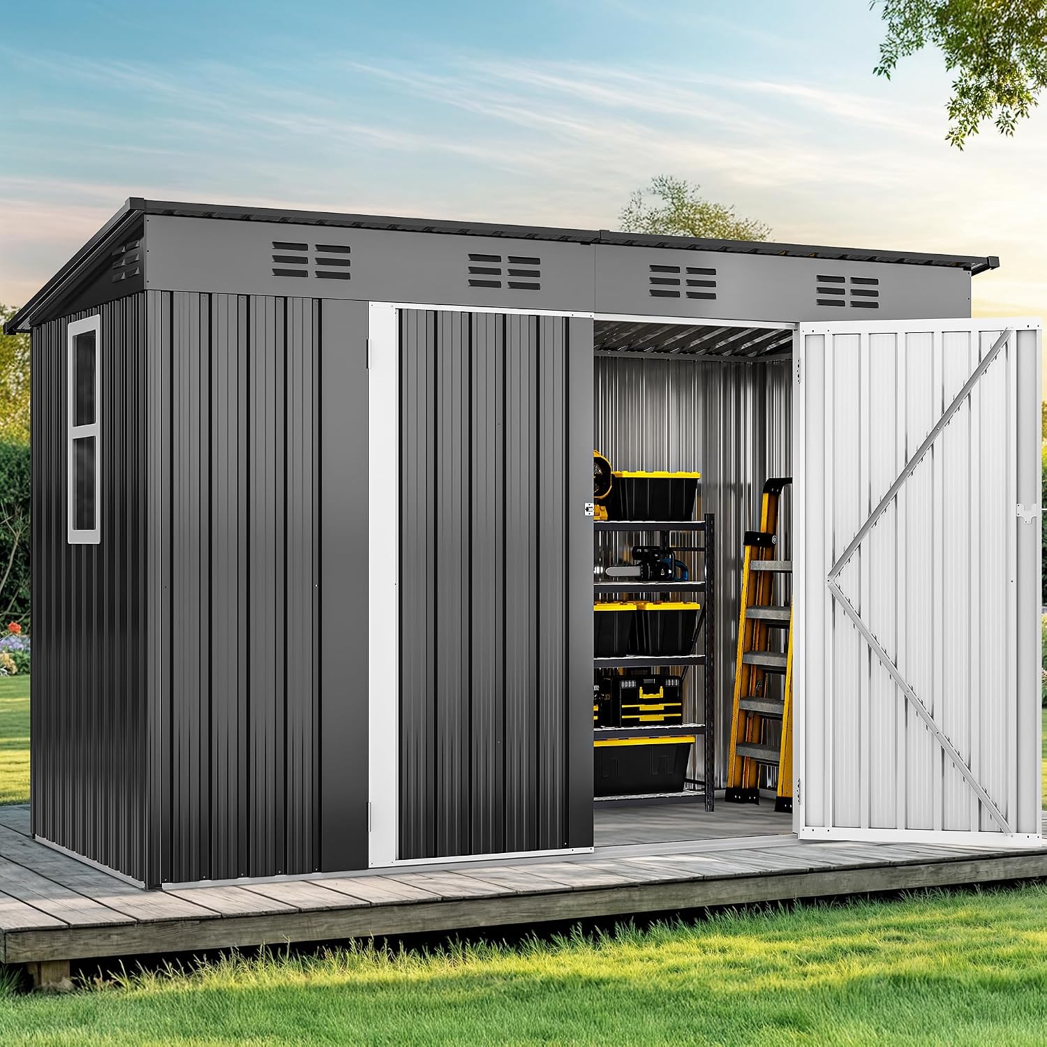 9' x 4' Outdoor Storage Shed w - Outdoor Furniture Heavy Duty 评论和价格