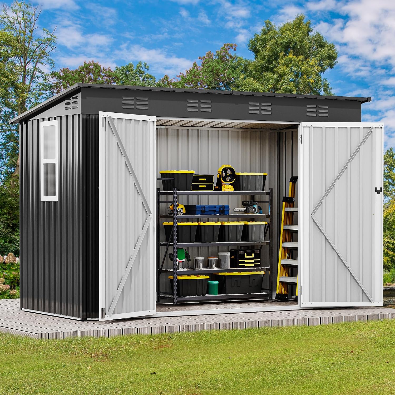9' x 4' Outdoor Storage Shed w - Outdoor Furniture Heavy Duty 评论和价格