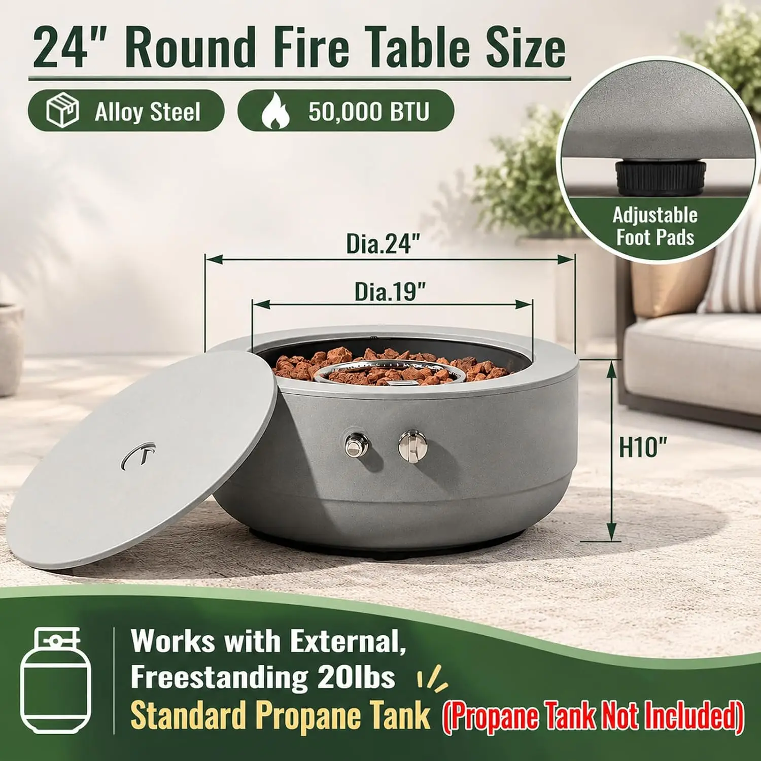 24 Inch Propane Fire Pit Bowl, - Fire Pit Bowl 评论和价格