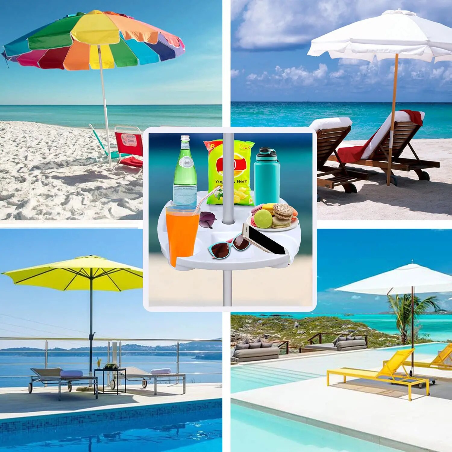 CYBeach Umbrella Tray, with 4  - Outdoor Furniture Sunbrella 评论和价格