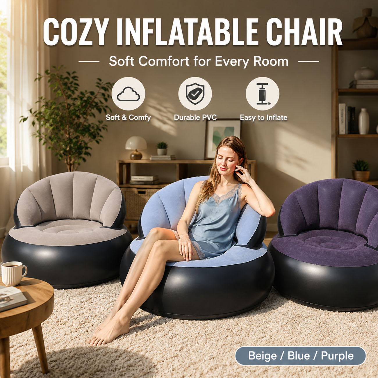 Inflatable Chair for Adults, F - Outdoor Furniture Philippines 评论和价格